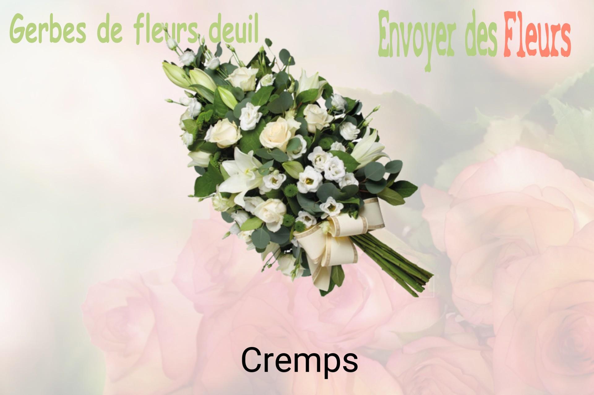 Gerbe de fleurs de deuil livrée à Cremps